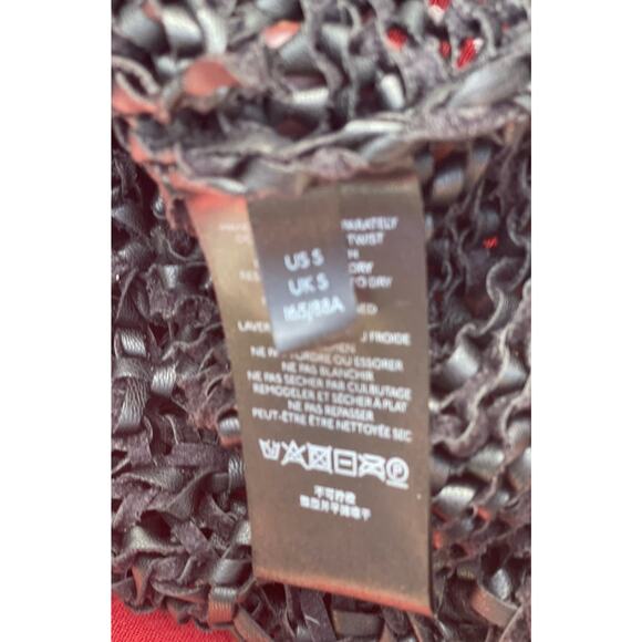 Free People Billie Black Vegan Leather Crocheted Tunic Minidress Deep Vee Sz S - Picture 9 of 10